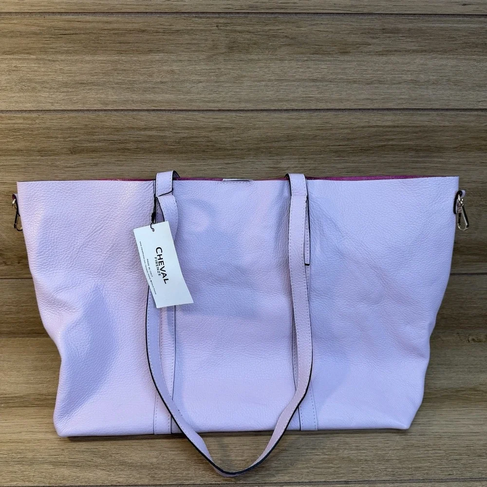 New Cheval Firenze Italian Leather Tote Shoulder Bag‎ Double Handles Purple Pink